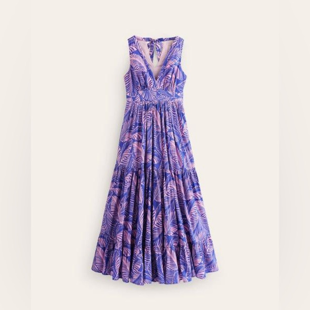 Boden Cotton Maxi Tie Neck Dress
